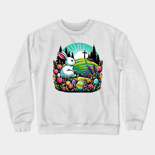 Tranquil Easter Dawn Bunny Crewneck Sweatshirt by WEARWORLD